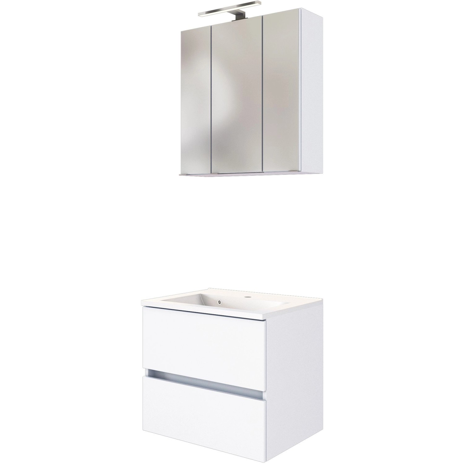 Held Möbel Waschtisch-Set Verona 60 cm x 200 cm x 47 cm Weiß-Weiß