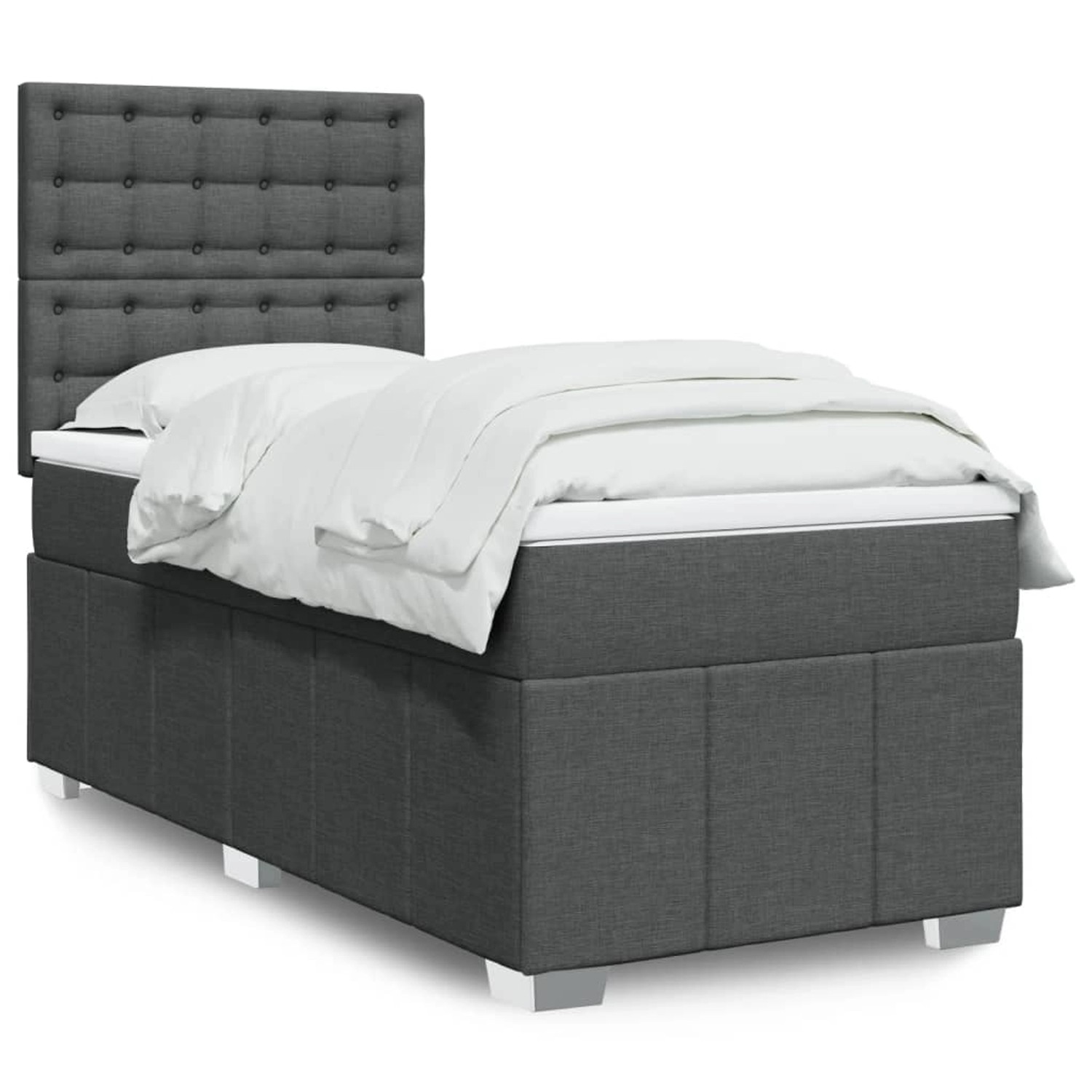 vidaXL Boxspringbett mit Matratze Dunkelgrau 90x190 cm Stoff 3293838 günstig online kaufen