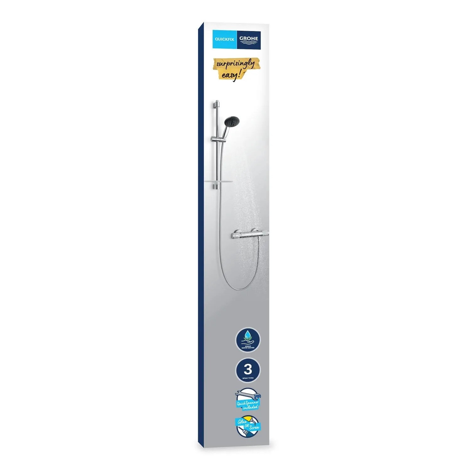Grohe Brausegarnitur mit Thermostat Precision Feel, Handbrause, Brausestange und Schlauch.