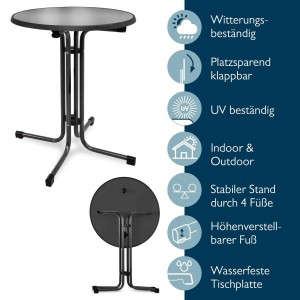 Beautissu Bellini Stehtisch Ø 80cm Schwarz mit Premium Stehtischhusse Ø 80cm Schwarz