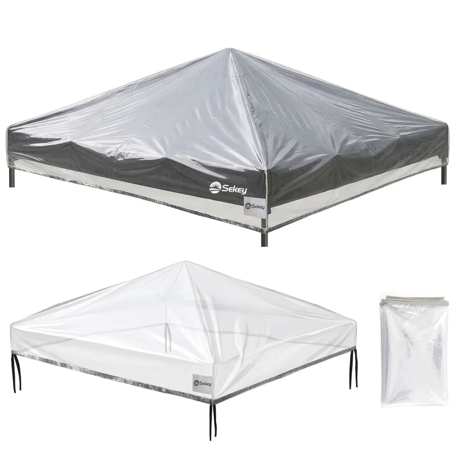 Sekey Pavillon Schutzhülle 3x3 m Transparent Wasserdicht