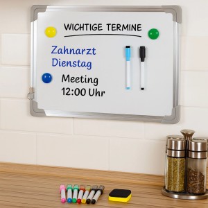 Relaxdays Whiteboard mit Zubehör Stahl Aluminium Kunststoff Weiß Einseitig Magnetisch 30 cm x 40 cm x 5 cm 0,5 kg