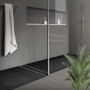 LuxeBath Duschrinne 80cm, befliesbar, silber, extra flach. Elegantes Duschzubehör für barrierefreies Bad.