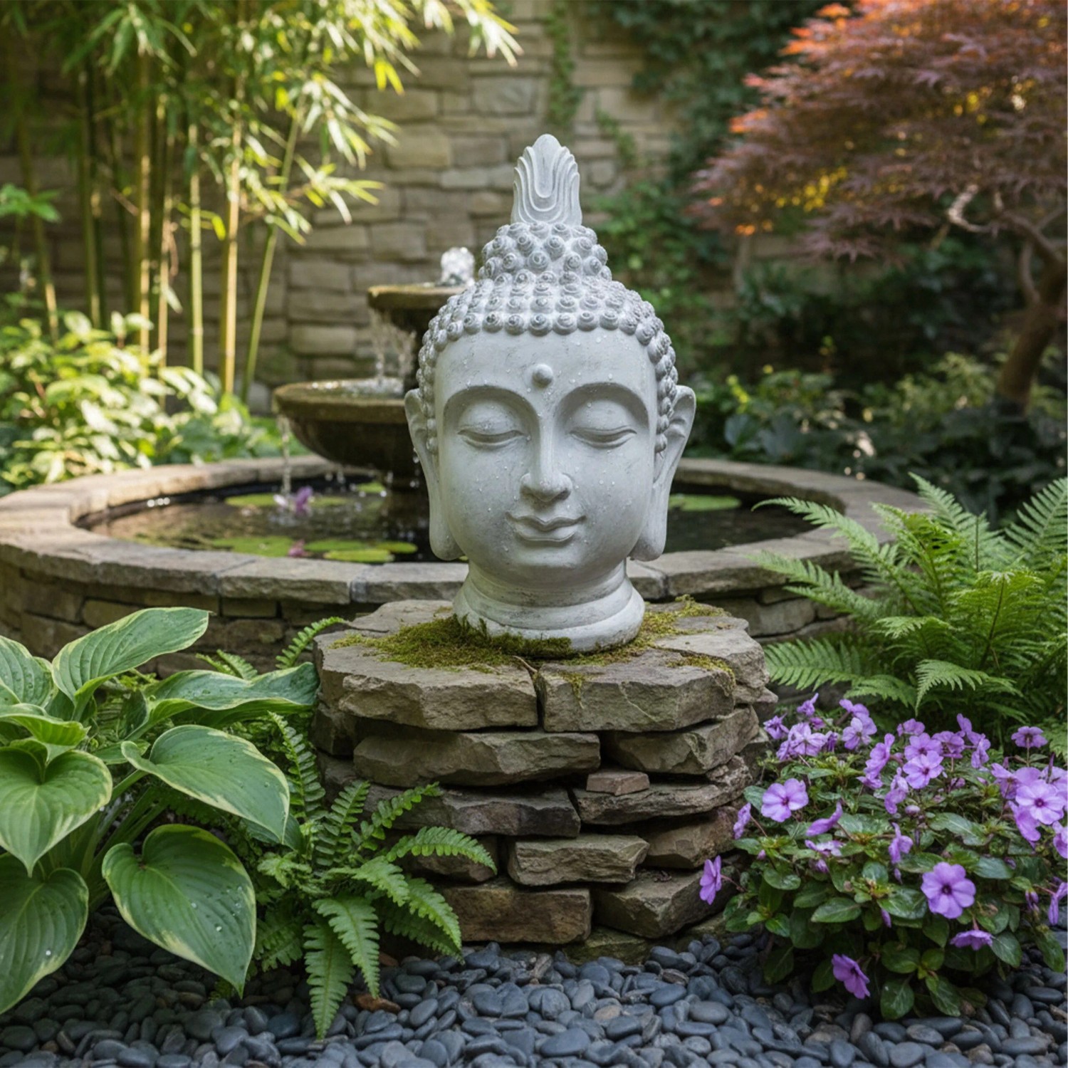 Relaxdays Buddha Kopf XXL Polyresin Beigegrau Wetterfest 78 cm x 45 cm x 39 cm_5