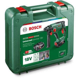 Bosch Akku-Bohrhammer Universal Hammer 18V im Koffer mit Akkus und Ladegerät.