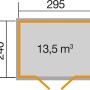 Grundriss weka Gartenhaus 219: 295x240 cm, 13,5 m³ Volumen. Ideal als Holz-Gartenhaus.