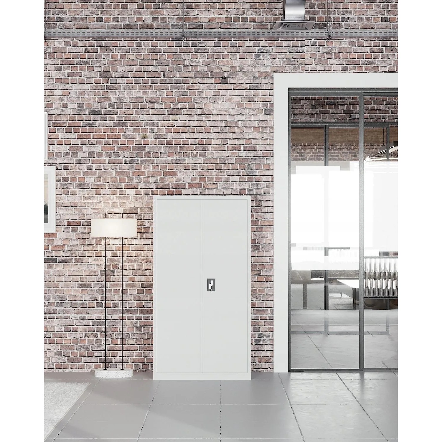 Weißer Jan Nowak Metallschrank 90x185x40 cm mit Zylinderschloss. Ideal für Akten im Büro.