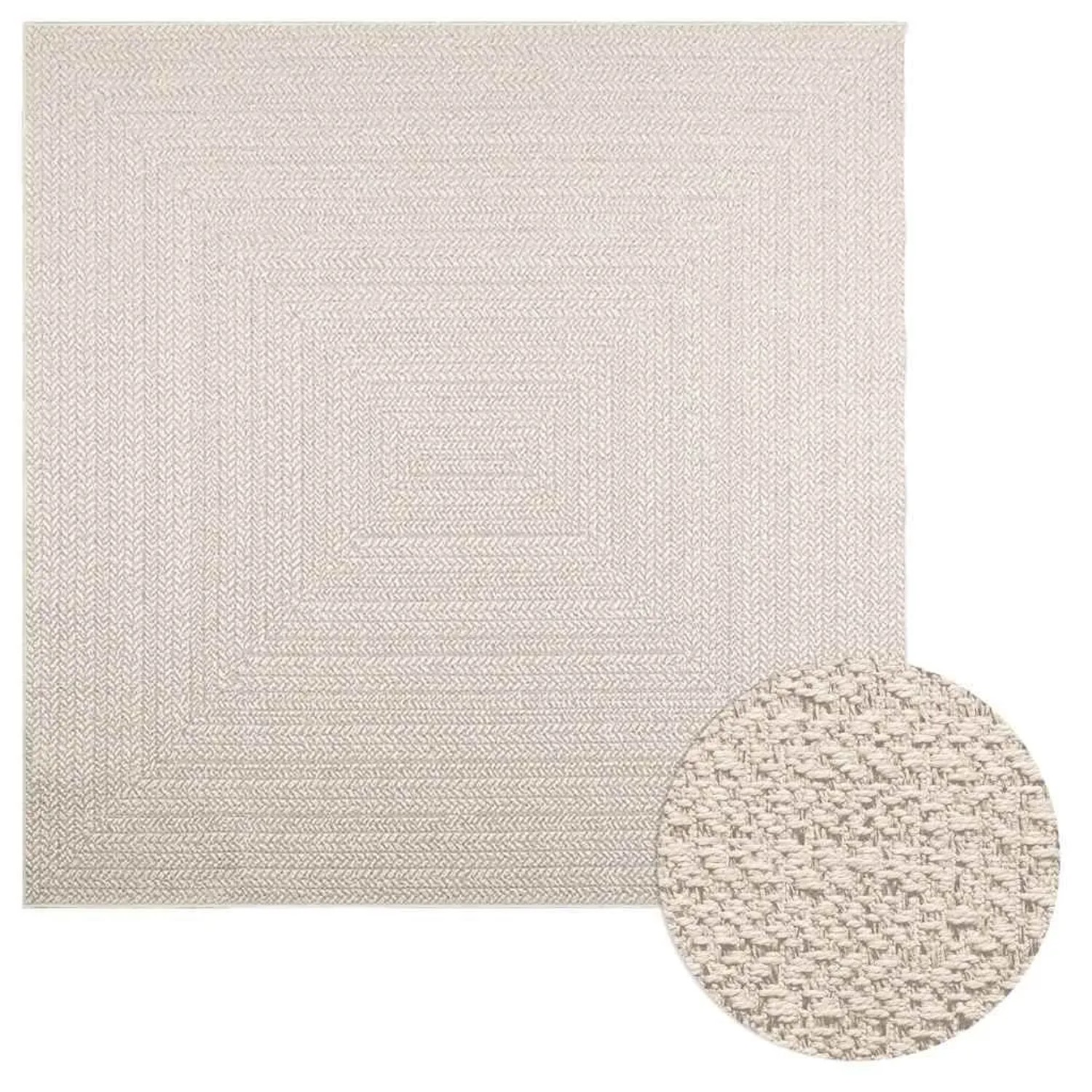 vidaXL Teppich ZIZUR Creme 200x200 cm Jute-Optik Indoor und Outdoor 4010367 günstig online kaufen