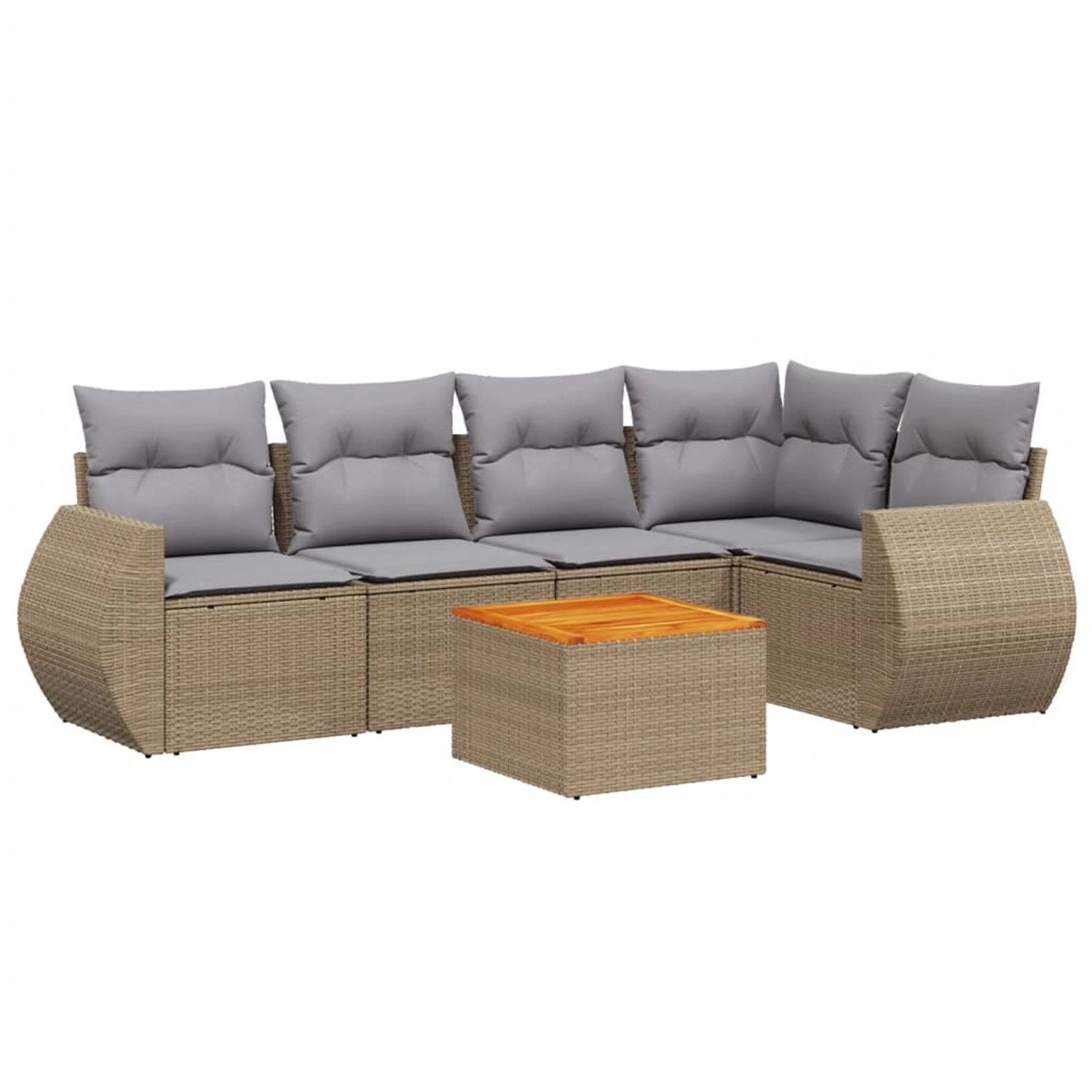 vidaXL 6-Tlg Garten-Sofagarnitur mit Kissen Beige Poly Rattan 3257326 günstig online kaufen
