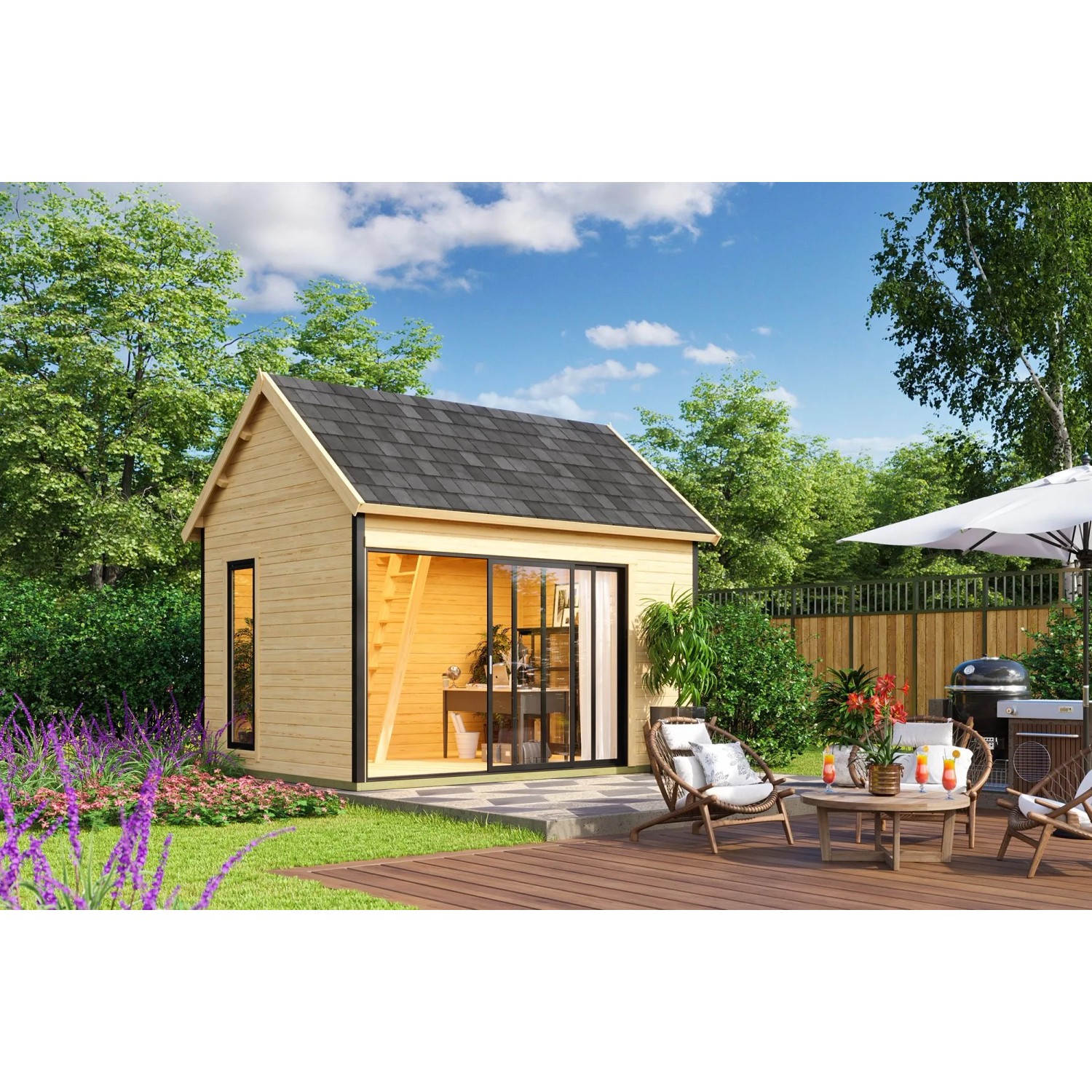 Lasita Gartenhaus Murano 2 Natur/Unbehandelt 410 cm x 300 cm