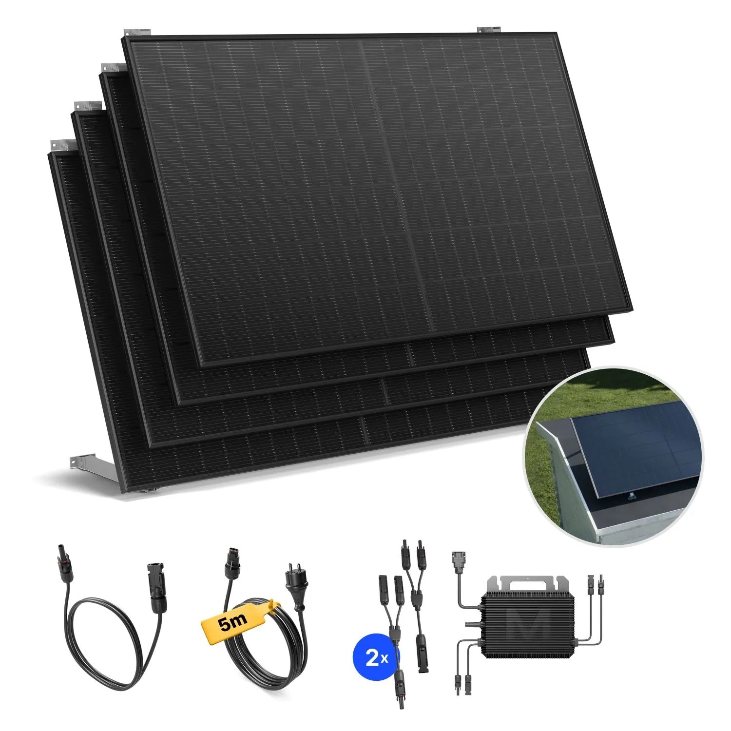 Solakon Balkonkraftwerk 2000W Solaranlage mit Gartenhalterung Steckerfertig Komplettset Photovoltaik 800W Kabellänge 5m