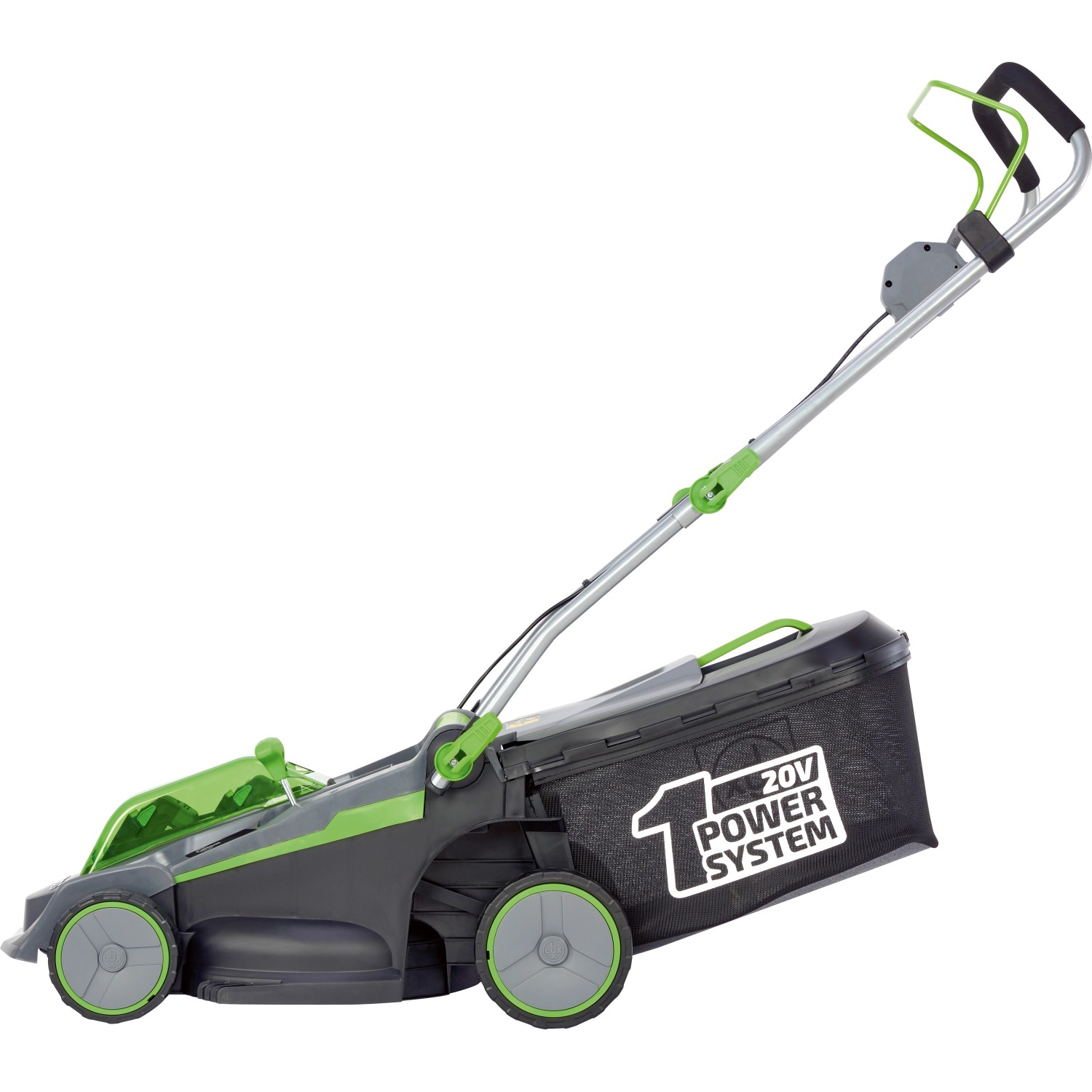 LUX-TOOLS Akku-Rasenmäher A-RM-2x20/37 Set mit Akkus und 37 cm Schnittbreite.