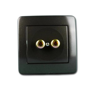 TEM EKONOMIK 2-Fach Lautsprecher Steckdose Anthrazit