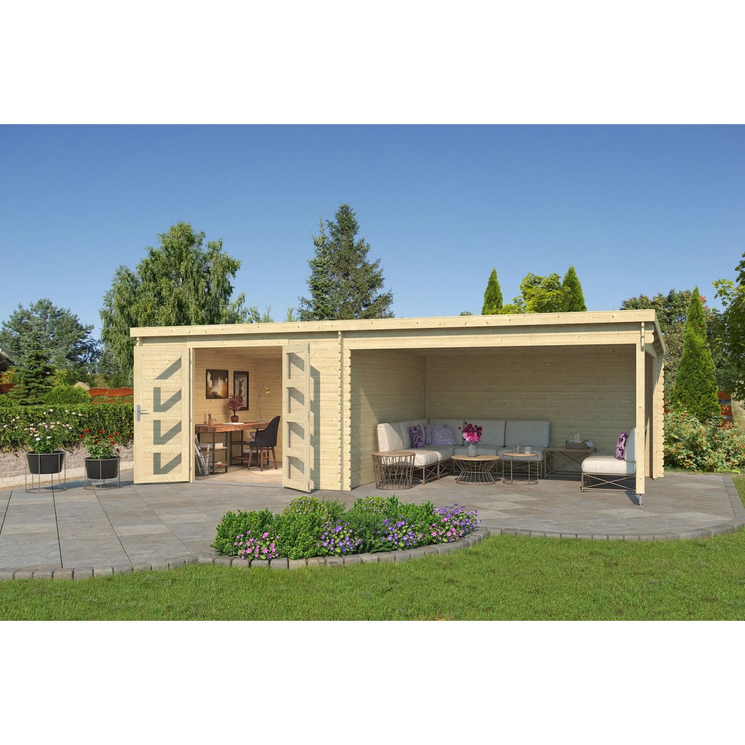 Lasita Gartenhaus New Orleans 710 cm x 330 cm Natur/Unbehandelt