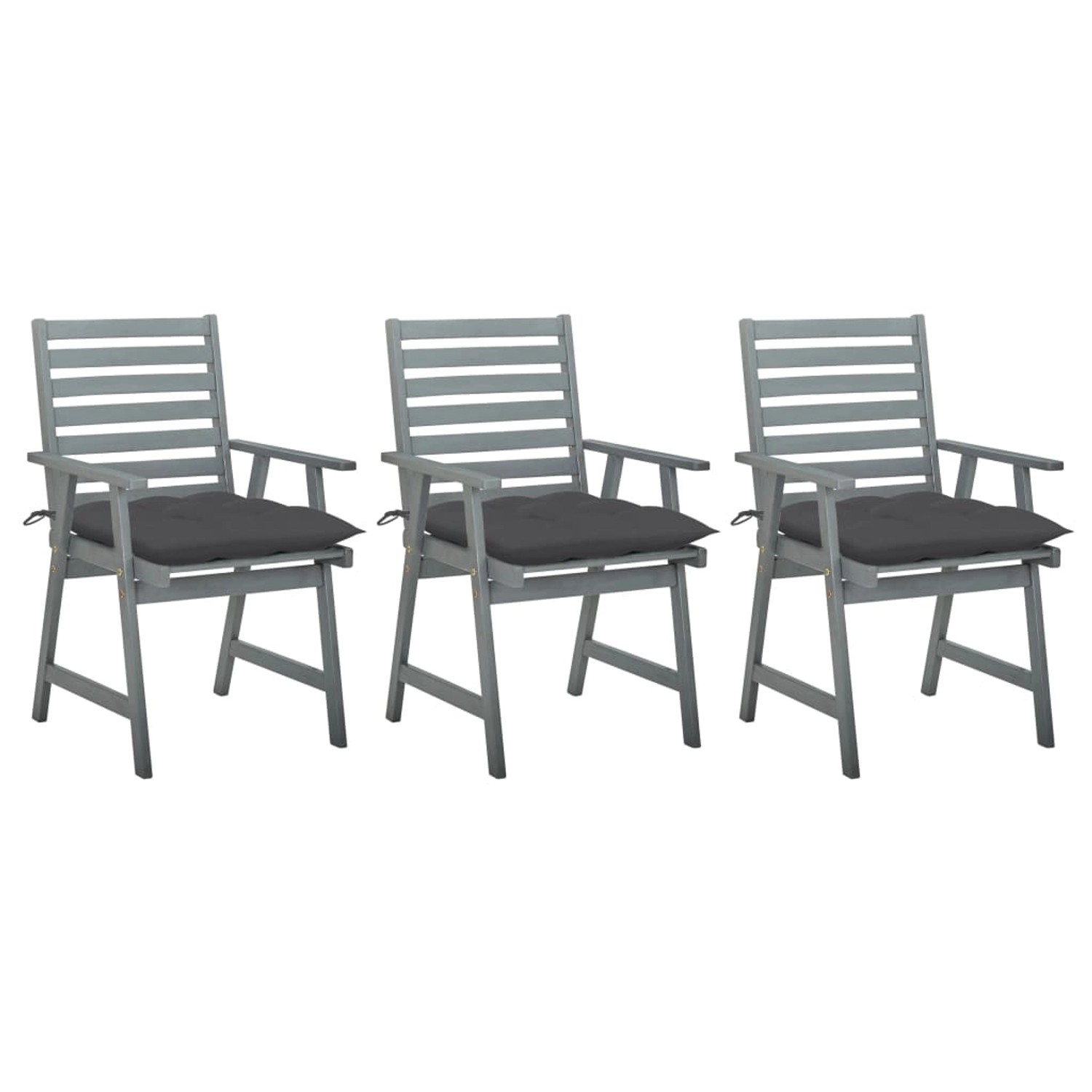 vidaXL Garten-Essstühle mit Kissen 3 Stk. Anthrazit  Akazie günstig online kaufen