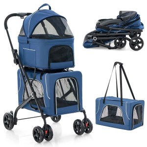 Costway 3 In 1 Hundewagen Buggy Bis 16 kg Blau
