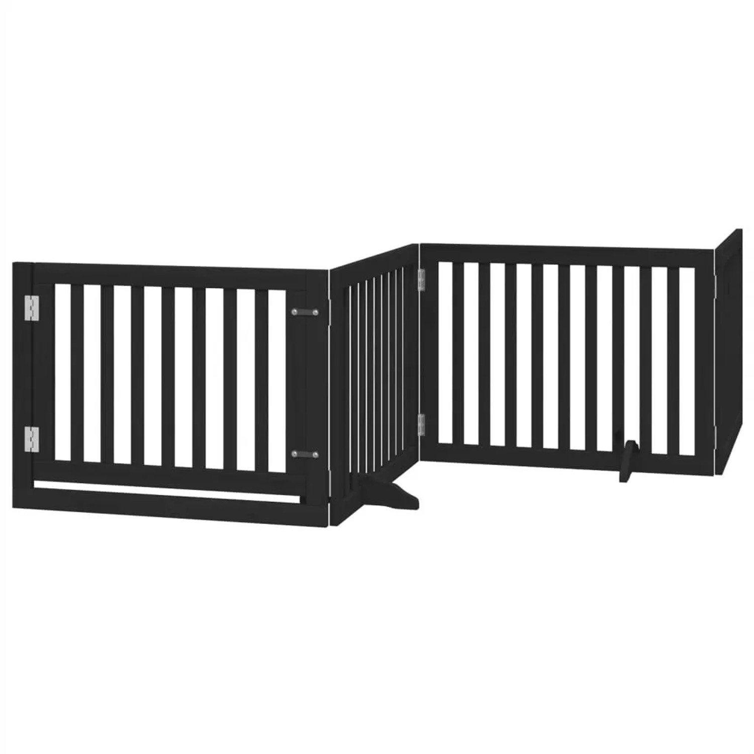 vidaXL 4 Tlg Hundetor mit Tür Faltbar Schwarz 320 cm Pappelholz 352257