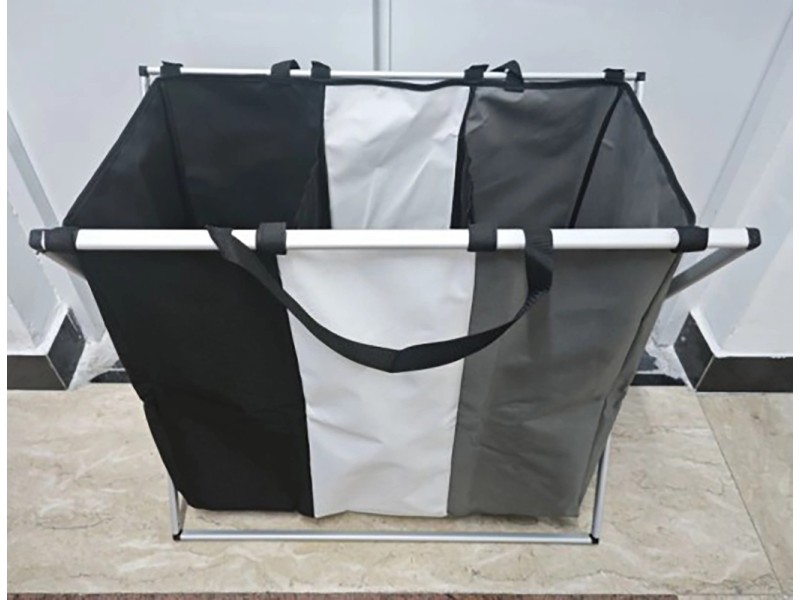 Zeller Present Wäschesortierer 3-fach 64 cm x 57 cm x 40 cm  Schwarz-Grau-Weiß kaufen bei OBI