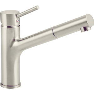 baliv Niederdruck Küchenarmatur KI-1200 N in Edelstahloptik mit Geschirrbrause.