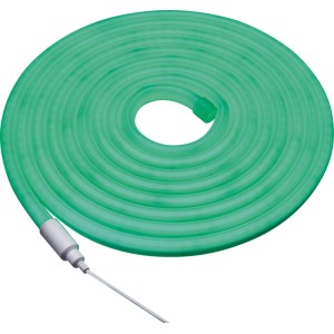 Aufgerollter, grüner LED-Lichtschlauch 360° mit Farbwechsel und Fernbedienung, 5 m lang.