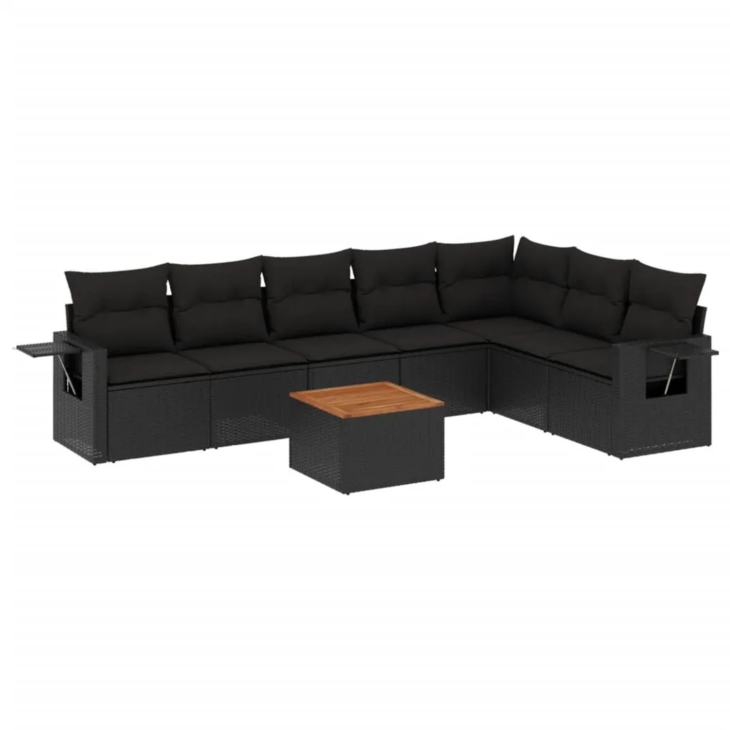 vidaXL 8-Tlg Garten-Sofagarnitur mit Kissen Schwarz Poly Rattan 3256923 günstig online kaufen