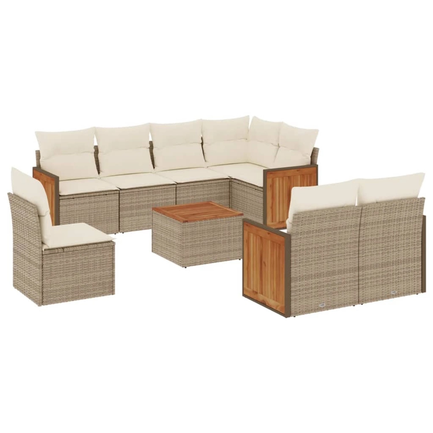 vidaXL 9-Tlg Garten-Sofagarnitur mit Kissen Beige Poly Rattan 3260252 günstig online kaufen