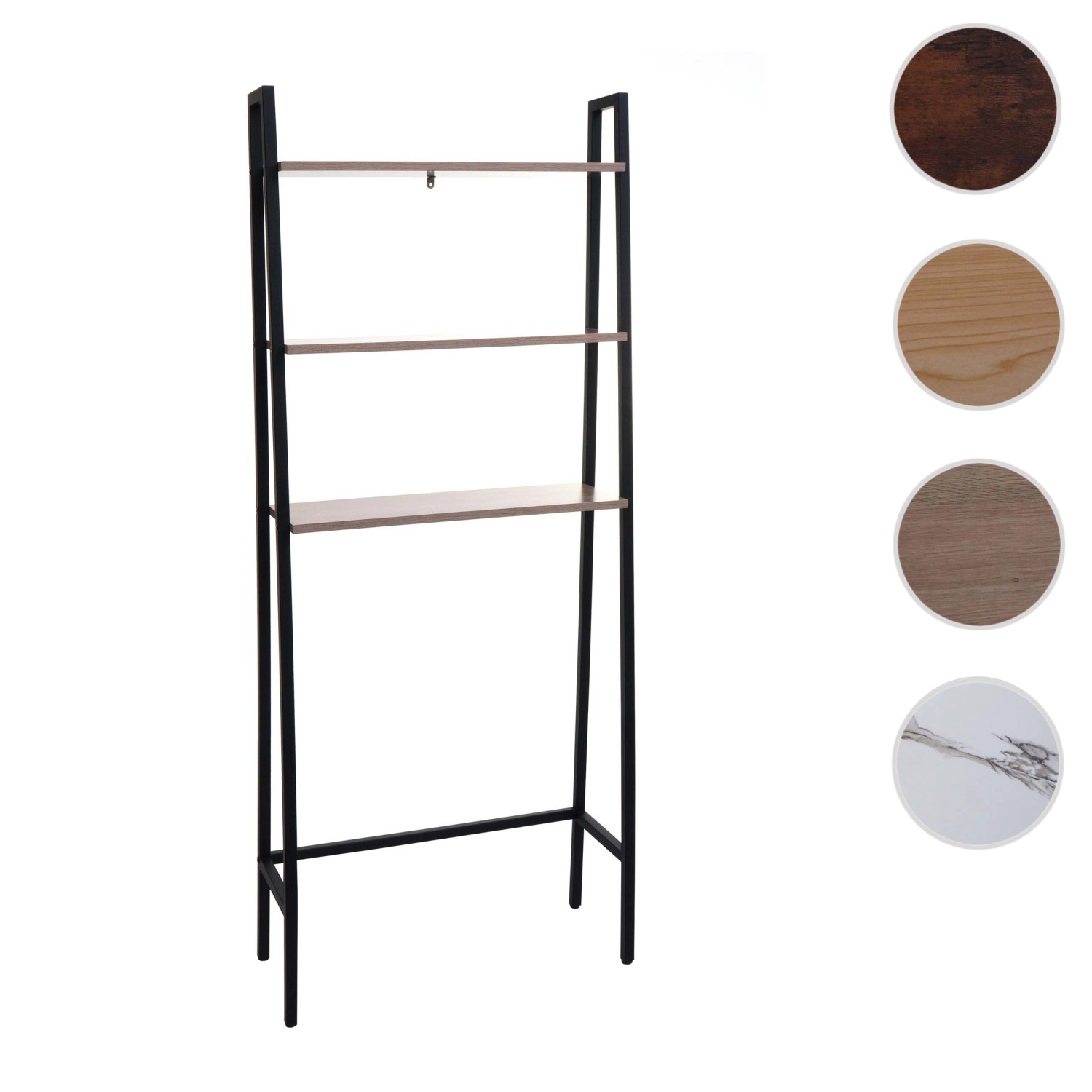 MCW Bad-Standregal K82 Grau-Braun mit drei Regalböden und WC-Aussparung.