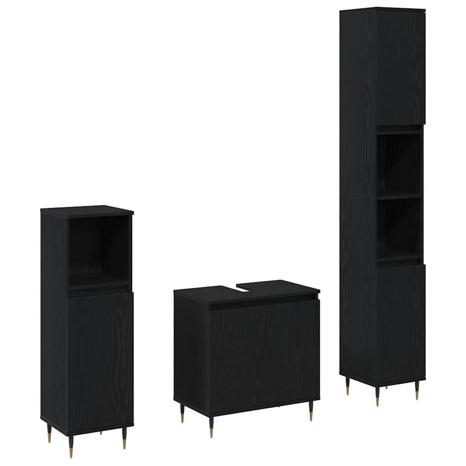 vidaXL Badezimmermöbel-Set 3-Tlg Schwarz Eichen-Optik 30 x 30 x 190 cm 3333 günstig online kaufen