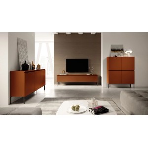 Selsey Sideboard Bemmi 150 cm Ziegelrot mit Schwarzen Beinen