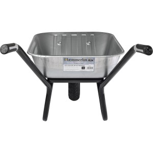 Haemmerlin Einrad-Schubkarre, 100 l, verzinkte Mulde, 200 kg Traglast für Bau und Garten.