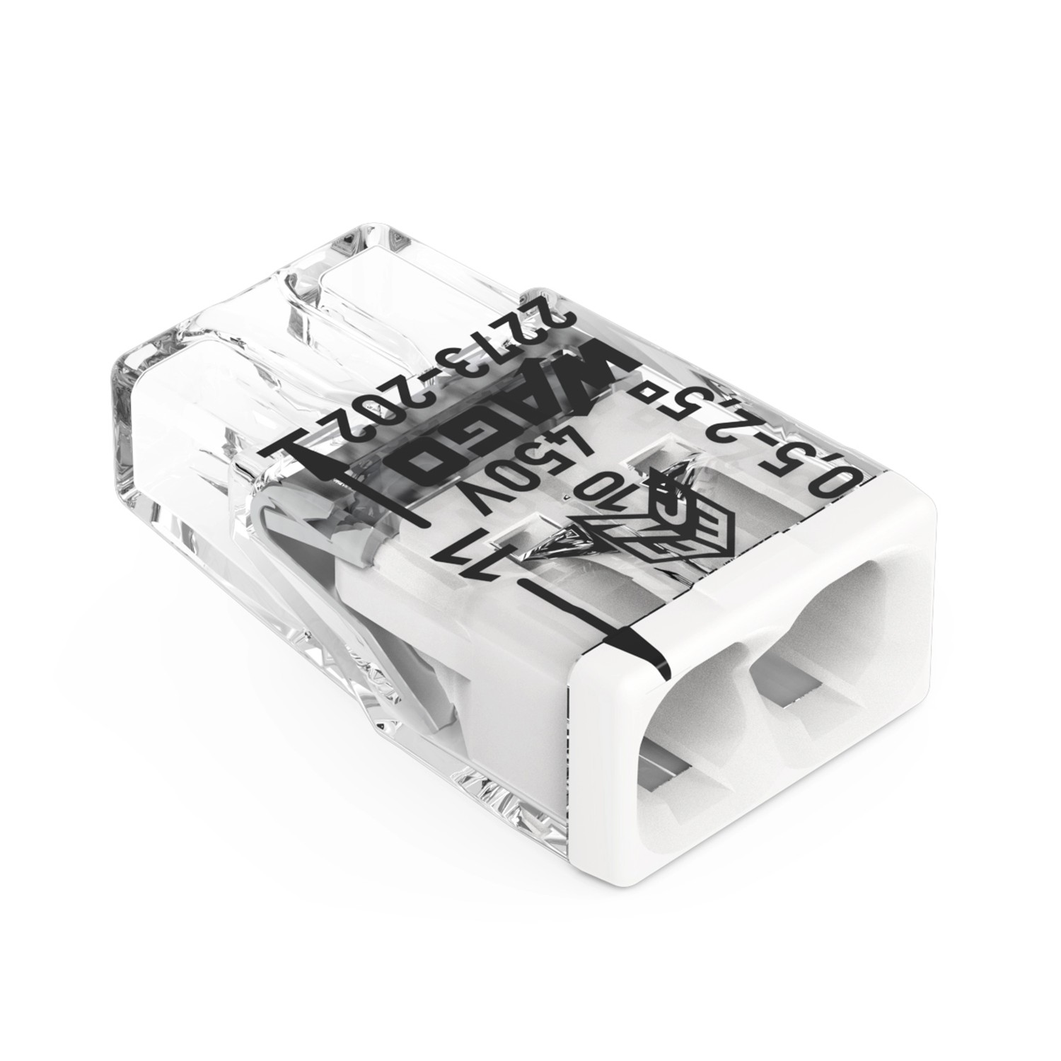 Wago Verbindungsdosenklemme 2-polig Ø 0,5 mm - 2,5 mm Transparent-Weiß