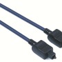 Blau-schwarzes Hama Audio Lichtleiterkabel (1,5m) mit ODT Stecker für digitale Audioübertragung.