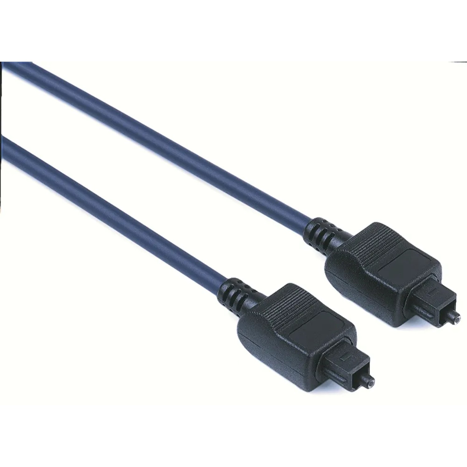 Blau-schwarzes Hama Audio Lichtleiterkabel (1,5m) mit ODT Stecker für digitale Audioübertragung.