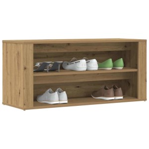 vidaXL Schuhbank Artisan-Eiche aus Holzwerkstoff mit 2 Fächern. Praktisches Schuhregal und Sitzgelegenheit.