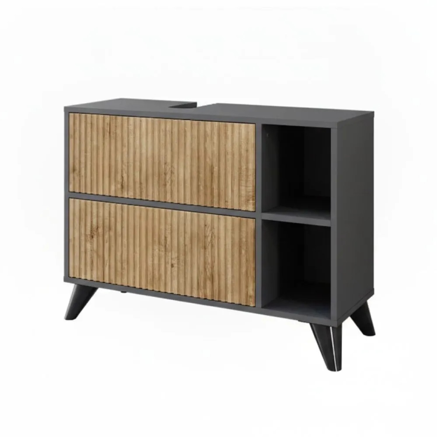 Vicco Waschbeckenunterschrank Leano Anthrazit Bergeiche 80 x 62 mit 2 Schubladen