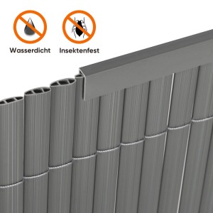 Graue Sekey PVC Abschlussleiste (5 Stk.) für Sichtschutzmatten. Zubehör für Zaunbau.