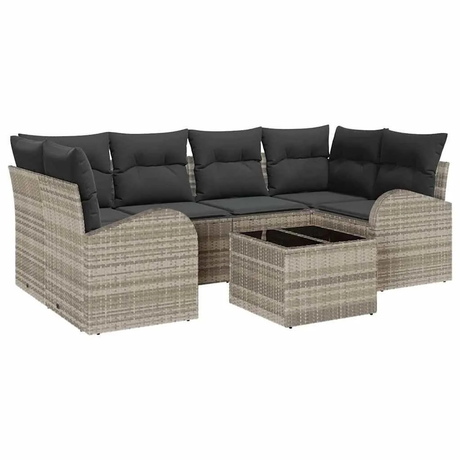 vidaXL Gartensofa-set Hellgrau 55 x 55 x 37 cm Poly-Rattan 3345942 günstig online kaufen
