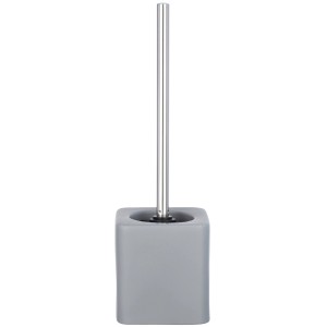 Wenko WC-Garnitur Hexa, Keramik, Grau Matt. WC-Bürste mit Silikonkopf und Anti-Haft-Effekt.