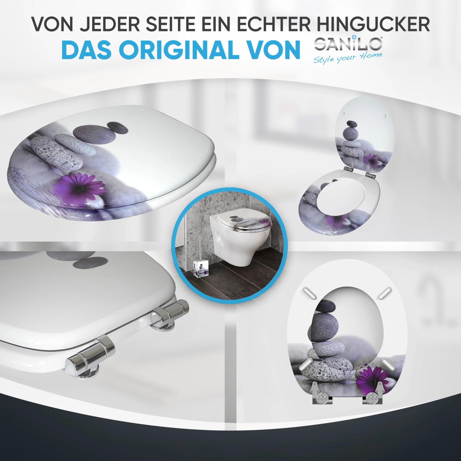 Sanilo WC Sitz mit Absenkautomatik Energy Stones, Hochwertiger und
