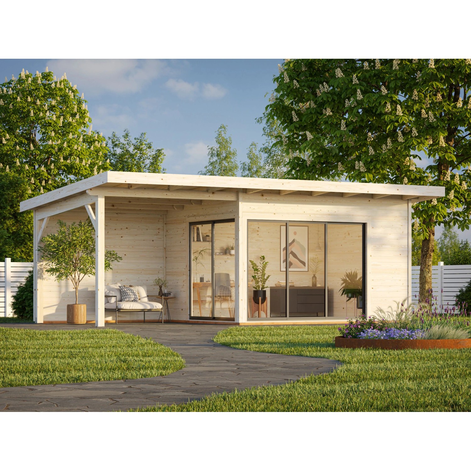 Palmako Gartenhaus Andrea Slide 693 x 300 cm Grau-Anthrazit FSC® günstig online kaufen