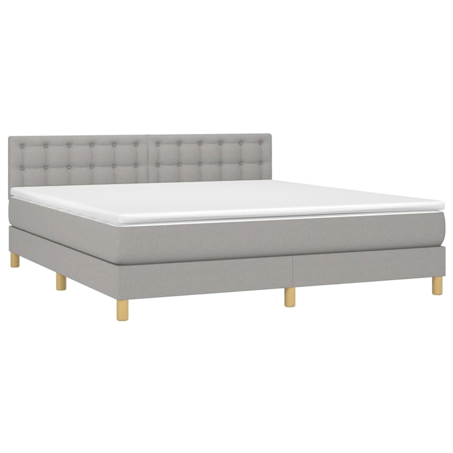 vidaXL Boxspringbett mit Matratze & LED Hellgrau 180x200 cm Stoff 3134053 günstig online kaufen