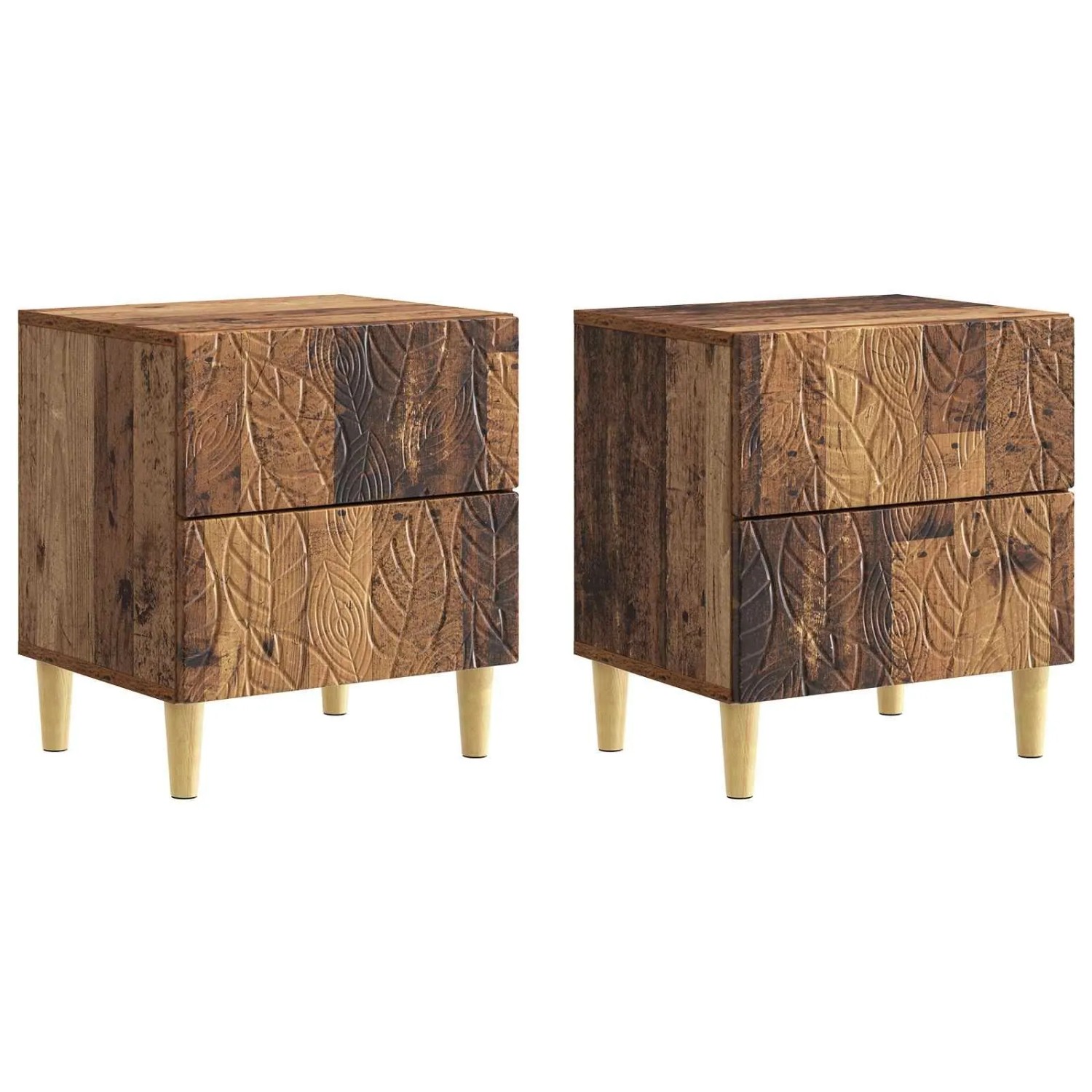 vidaXL Nachttisch 2 Stk Altholz 43 x 34,5 x 48 cm Holzwerkstoff 895002