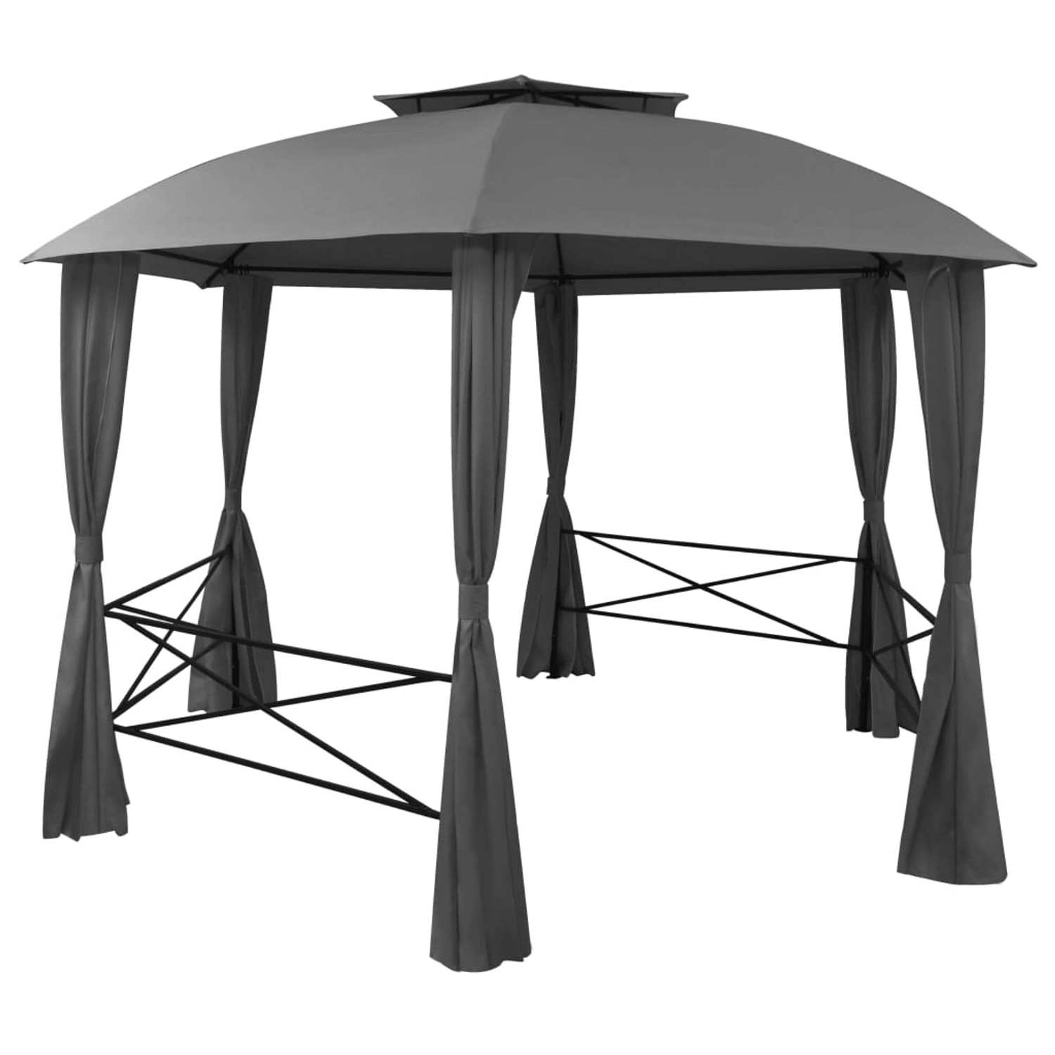 vidaXL Gartenpavillon mit Vorhängen Hexagonal 360x265 cm Modell 1