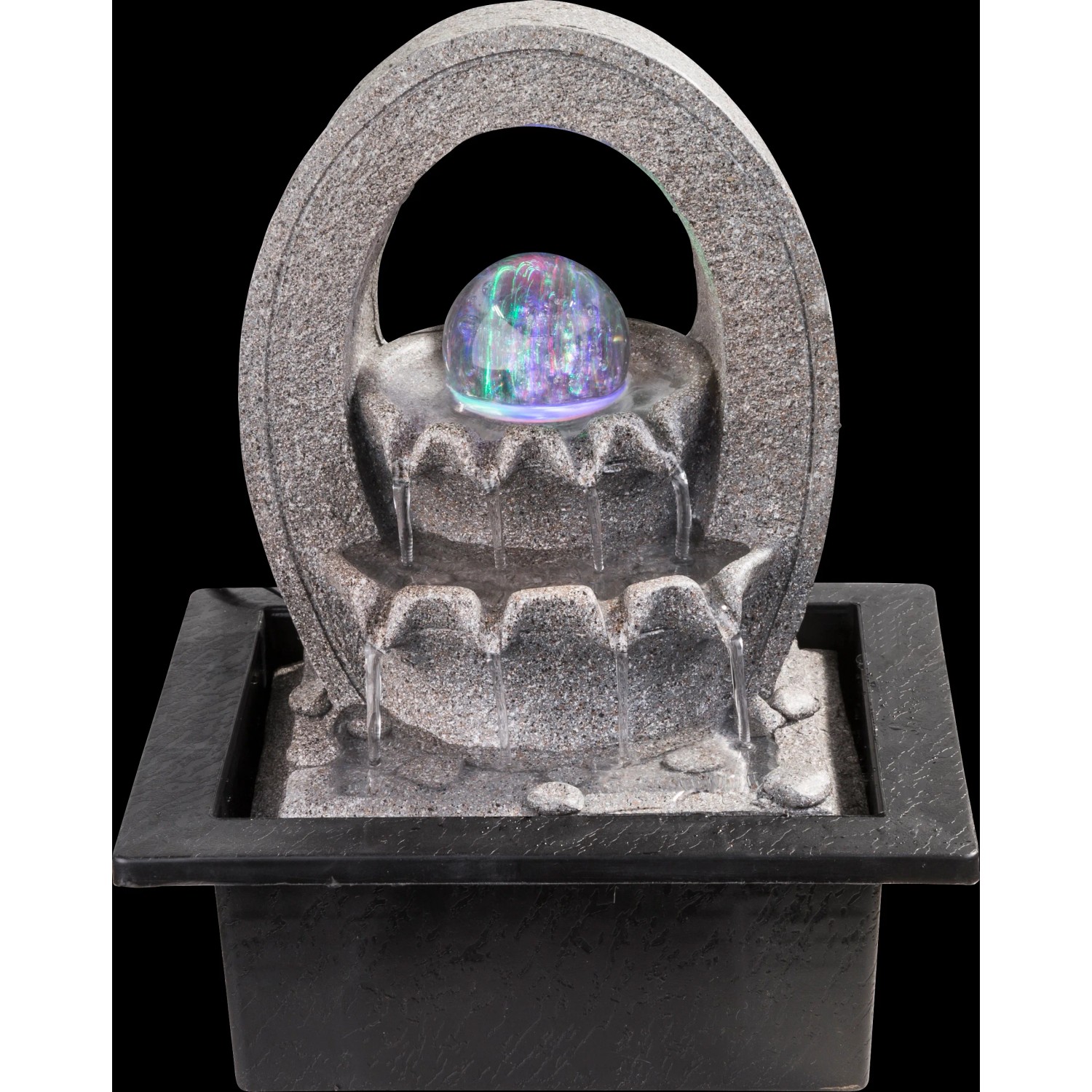 Grauer Globo LED-Brunnen Albert, Design-Tischlampe mit RGB-Farbwechsel.