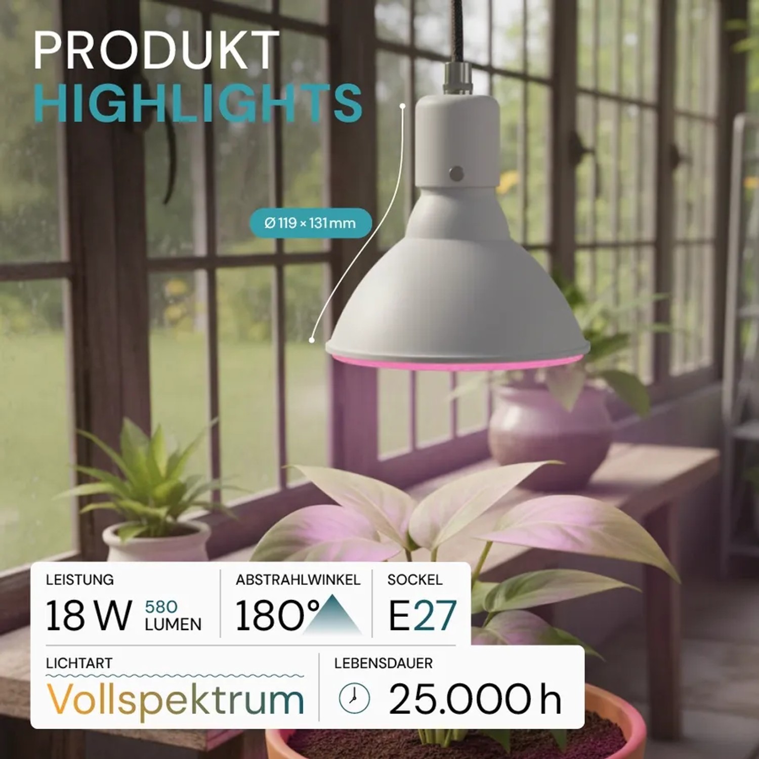 LUXULA LED Pflanzenlampe E27 18W Vollspektrum Grow Light Zimmerpflanzen Licht 1200K Warmweiß_2