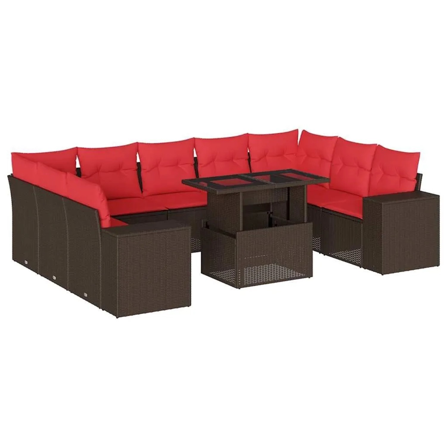 vidaXL 10-Tlg Gartensofa-Set mit Kissen Braun Polyrattan 3269374 günstig online kaufen