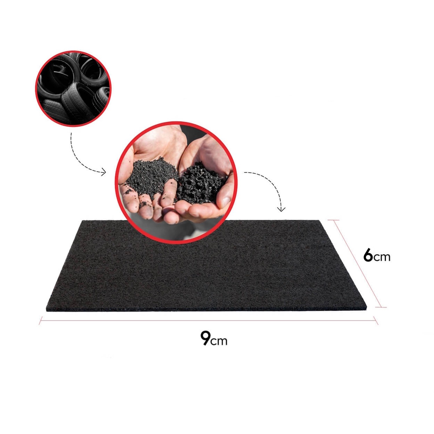 Bauheld Terrassenpad 90x60x3 mm, 140 Stück, aus recyceltem Gummigranulat für Trittschalldämmung.