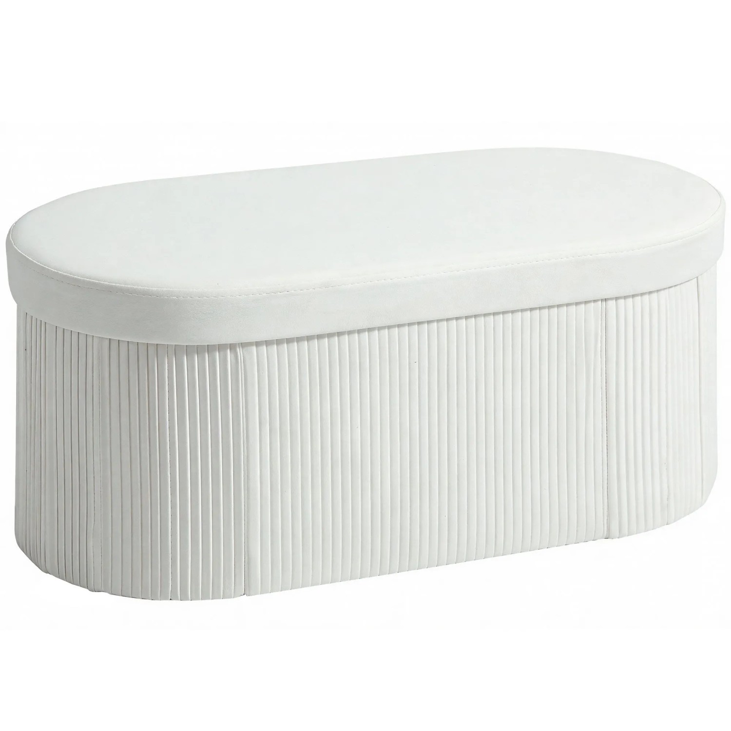 HOMCOM Storage Ottoman Polyester 76L x 38B x 35H cm Cremeweiß