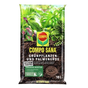 Sack Compo Sana Grünpflanzen- und Palmenerde, torffrei, 10 Liter. Spezialerde für Grünpflanzen.