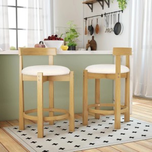 Costway 2er Set Barhocker mit Rückenlehnen & Fußstützen Sitzhöhe 62 cm
